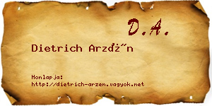 Dietrich Arzén névjegykártya